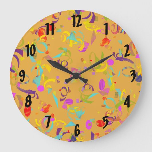 Abstracte kleurrijke hedendaagse Confetti Toss Grote Klok (Voorkant)