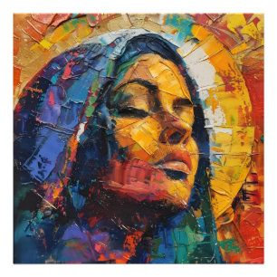 Abstracte kleurrijke Heilige Maria Foto Afdruk