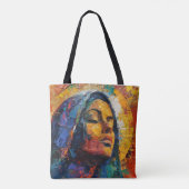 Abstracte kleurrijke Heilige Maria Tote Bag (Achterkant)