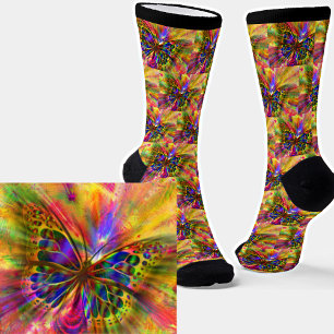 Abstracte kleurrijke, heldere vlindervlinder sokken