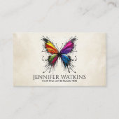 Abstracte Kleurrijke inktspettervlinder Visitekaartje (Voorkant)
