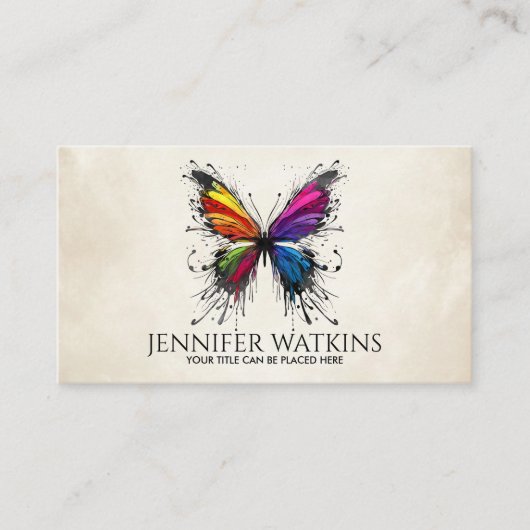 Abstracte Kleurrijke inktspettervlinder Visitekaartje (Voorkant)