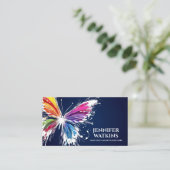 Abstracte Kleurrijke inktspettervlinder Visitekaartje (Staand voorkant)