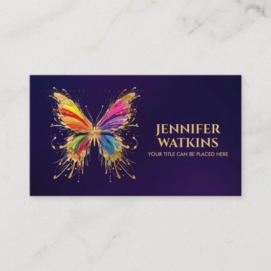 Abstracte Kleurrijke inktspettervlinder Visitekaartje (Voorkant)