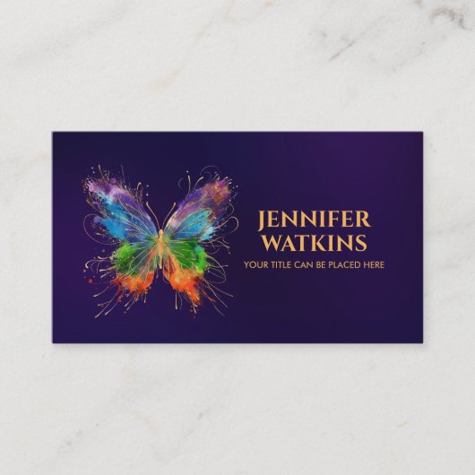 Abstracte Kleurrijke inktspettervlinder Visitekaartje (Voorkant)