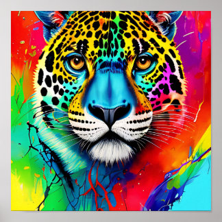 abstracte , kleurrijke jaguar poster