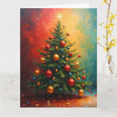 Abstracte kleurrijke kerstboom kaart (Gele Bloem)