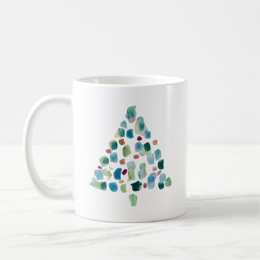 Abstracte kleurrijke kerstboom koffiemok (Links)