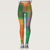 Abstracte Kleurrijke Kleur Block Art Leggings (Voorkant)