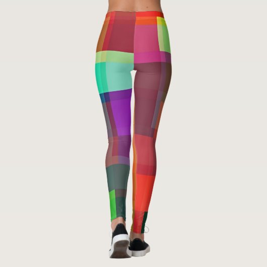 Abstracte Kleurrijke Kleur Block Art Leggings (Achterkant)
