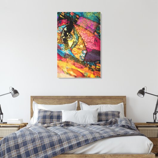 Abstracte kleurrijke kunst alleen gericht op het o canvas afdruk (Insitu (Slaapkamer))