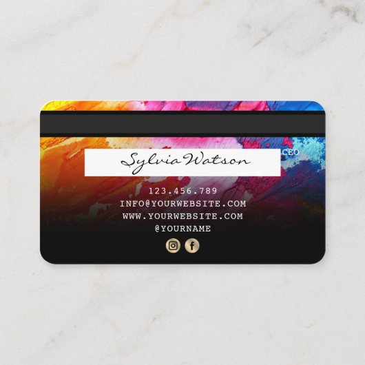 Abstracte kleurrijke kunst Credit Kaart Style Gold Visitekaartje (Achterkant)