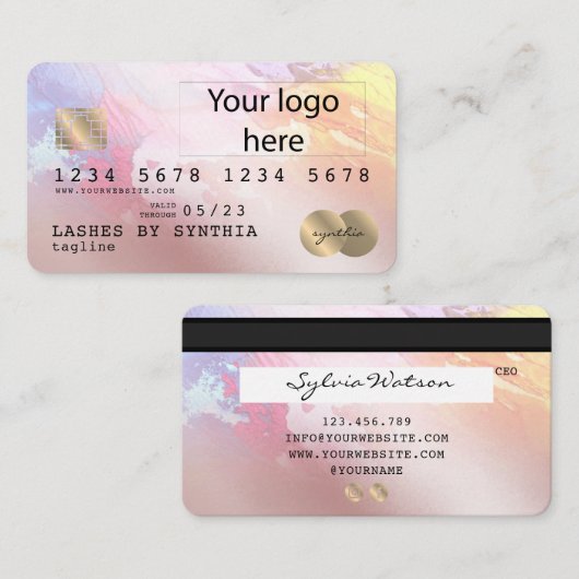 Abstracte kleurrijke kunst Credit Kaart voeg uw lo Visitekaartje (Voorkant / Achterkant)