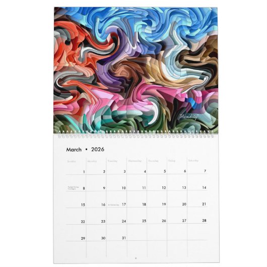 Abstracte kleurrijke kunst door Shelli Fitzpatrick Kalender (Mar 2026)