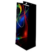 Abstracte Kleurrijke Lichten Zwarte Wijn Cadeautas (Achterkant Gekanteld)