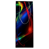 Abstracte Kleurrijke Lichten Zwarte Wijn Cadeautas (Voorkant)