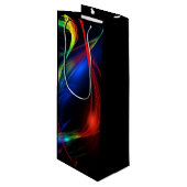 Abstracte Kleurrijke Lichten Zwarte Wijn Cadeautas (Voorkant Gekanteld)