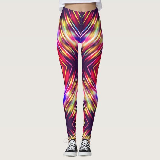 Abstracte kleurrijke lijnen leggings (Voorkant)