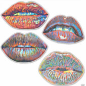 Abstracte Kleurrijke Lips Make-up Art Sticker (Voorkant)