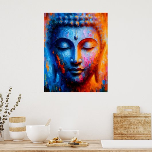 Abstracte kleurrijke moderne kunst | Boeddhaschild Poster (Keuken)