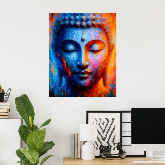 Abstracte kleurrijke moderne kunst | Boeddhaschild Poster (Thuiskantoor)