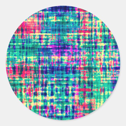 Abstracte kleurrijke moderne tie kleurstof patroon ronde sticker (Voorkant)