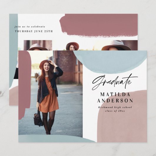 Abstracte kleurrijke multi-fotograduatie partij aankondiging (Voorkant / Achterkant)