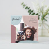 Abstracte kleurrijke multi-fotograduatie partij aankondiging (Staand voorkant)