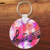 Abstracte kleurrijke Muzieknoten Sleutelhanger (Voorkant)