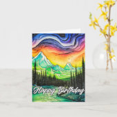 Abstracte kleurrijke noorderlicht illustratie kaart (Gele Bloem)