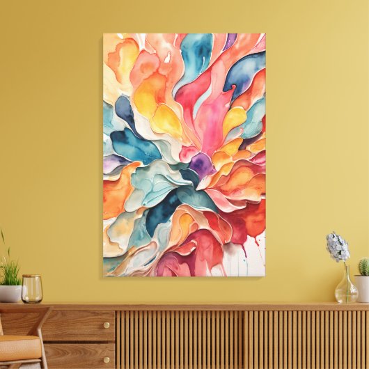 Abstracte kleurrijke olieverfschilderijen canvas afdruk (Insitu (Woonkamer))