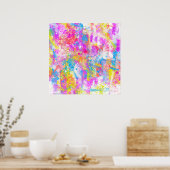 Abstracte kleurrijke overvloerbedekking poster (Keuken)