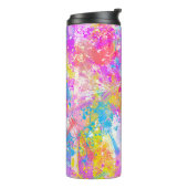 Abstracte kleurrijke overvloerbedekking thermosbeker (Gedraaid links)