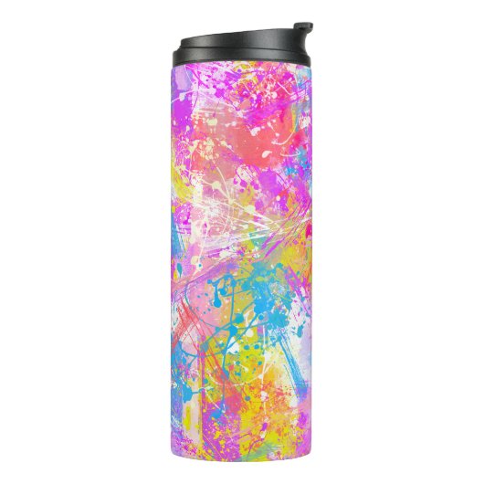 Abstracte kleurrijke overvloerbedekking thermosbeker (Gedraaid links)