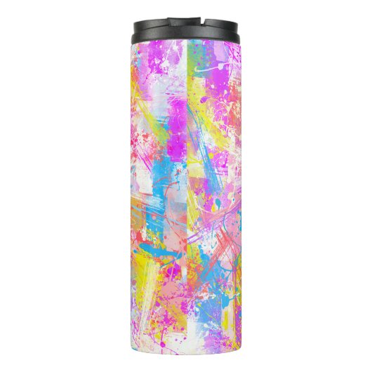 Abstracte kleurrijke overvloerbedekking thermosbeker (Achterkant)