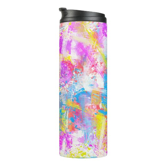 Abstracte kleurrijke overvloerbedekking thermosbeker (Geroteerd rechts)