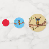 Abstracte kleurrijke Owl Blue Eyes op Branch Leave Confetti (Voorkanten)