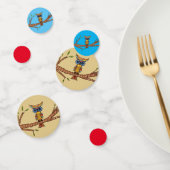 Abstracte kleurrijke Owl Blue Eyes op Branch Leave Confetti (Groep)