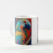 Abstracte kleurrijke papegaai koffiemok (Voorkant links)