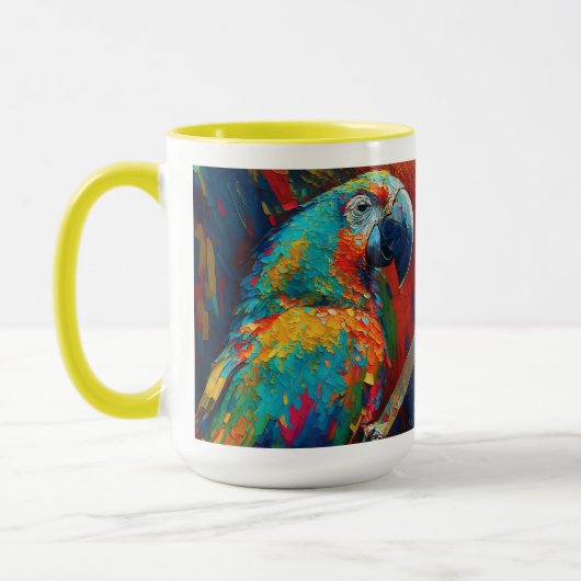 Abstracte kleurrijke papegaai mok (Links)