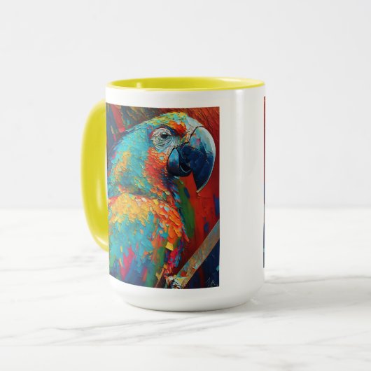 Abstracte kleurrijke papegaai mok (Voorkant links)