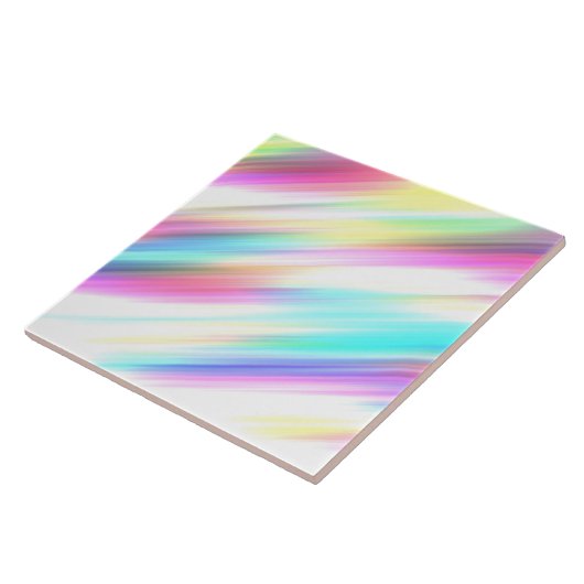 Abstracte kleurrijke pasteelregenboog tegeltje (Zijkant)