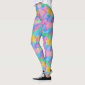 Abstracte kleurrijke pastel Waterverf slagpatroon Leggings (Links)