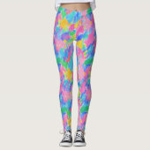 Abstracte kleurrijke pastel Waterverf slagpatroon Leggings (Voorkant)