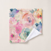 Abstracte kleurrijke pastelbloemen bloemenpatroon bad handdoek (Wasdoekje)