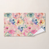 Abstracte kleurrijke pastelbloemen bloemenpatroon bad handdoek (Handdoek)
