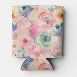 Abstracte kleurrijke pastelbloemen bloemenpatroon blikjeskoeler