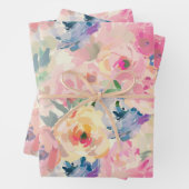 Abstracte kleurrijke pastelbloemen bloemenpatroon inpakpapier vel (In situ)