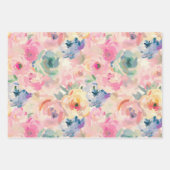 Abstracte kleurrijke pastelbloemen bloemenpatroon inpakpapier vel (Voorkant)