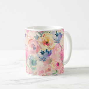 Abstracte kleurrijke pastelbloemen bloemenpatroon koffiemok